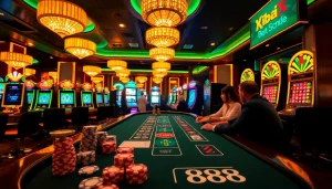Engaged players at a vibrant casino table showcasing NK 88 betting excitement.
