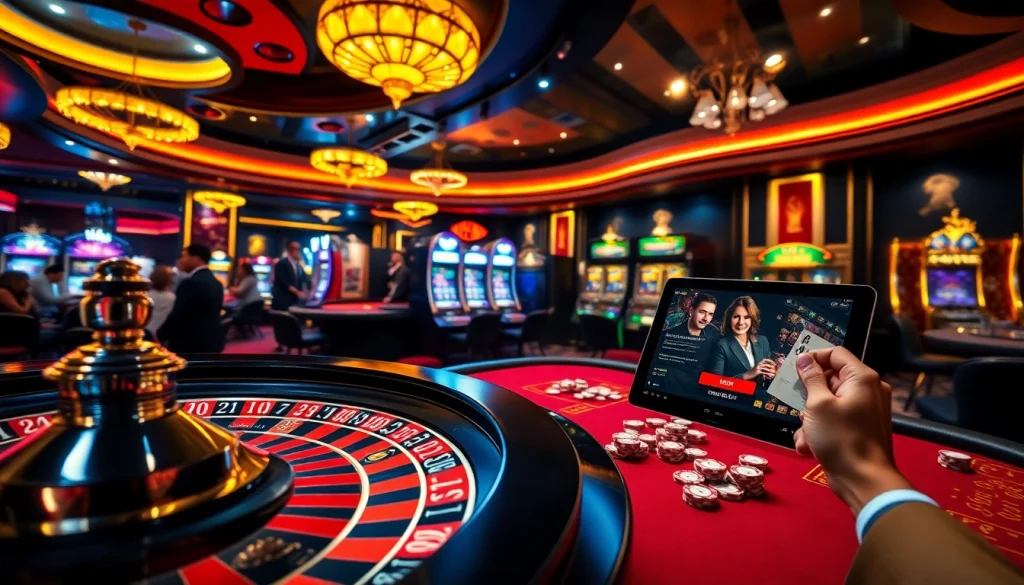 Experience the thrill of gaming at https://rr88.gratis/ with vibrant casino elements and players engaged in action.