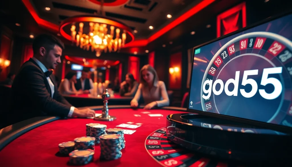 Experience thrilling gameplay at god55 casino with vibrant poker tables and online interfaces.