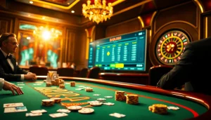 Players placing bets at a Babu88-branded poker table in a luxury casino.