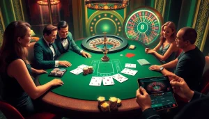 Engage in thrilling gameplay with riobet at a luxurious casino table featuring a professional dealer and vibrant betting chips.