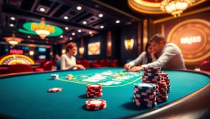 Experience RR88 gaming excitement with lush casino visuals featuring poker chips and cards.