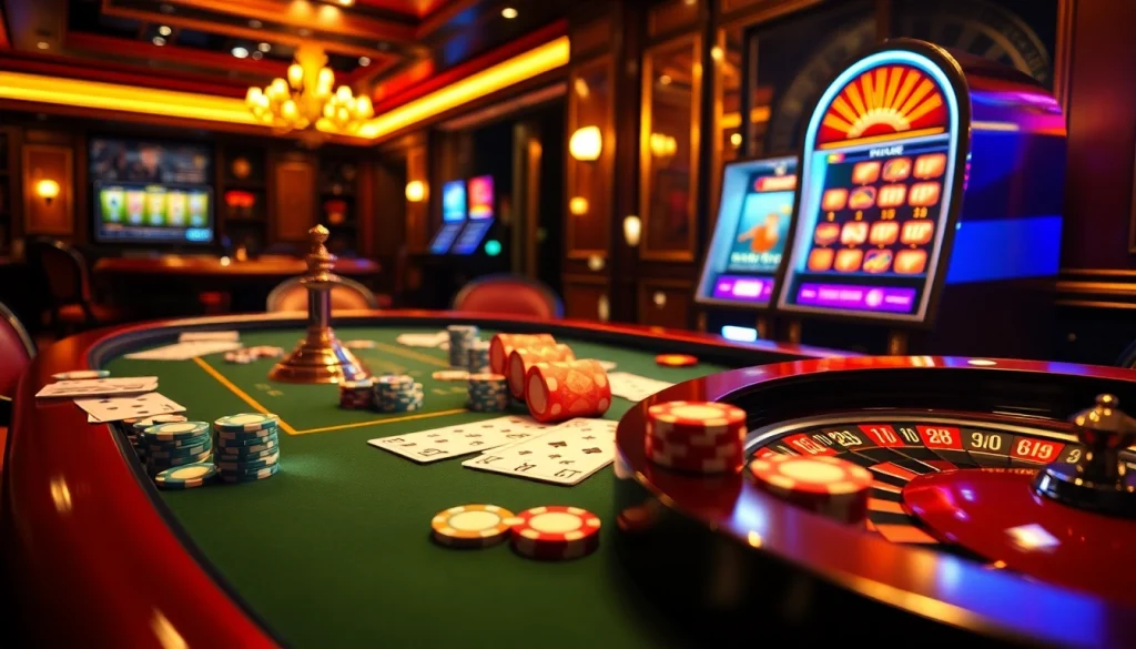 Engage with kkwin.life at a vibrant casino table filled with action, cards, and poker chips.