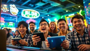 Players enjoying BJ38 online gaming with vibrant interface and thrilling atmosphere.