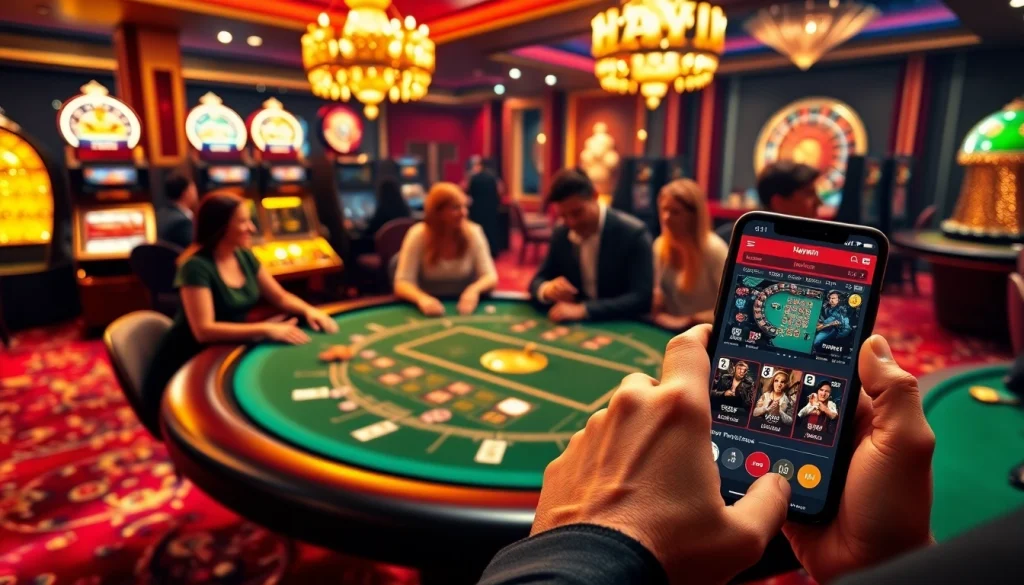 Experience thrilling gameplay at Haywin Casino with vibrant poker tables and exciting slot machines.
