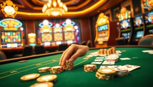 Experience thrilling gameplay at https://32win11.net/ with vibrant slot machines and confident gamblers.