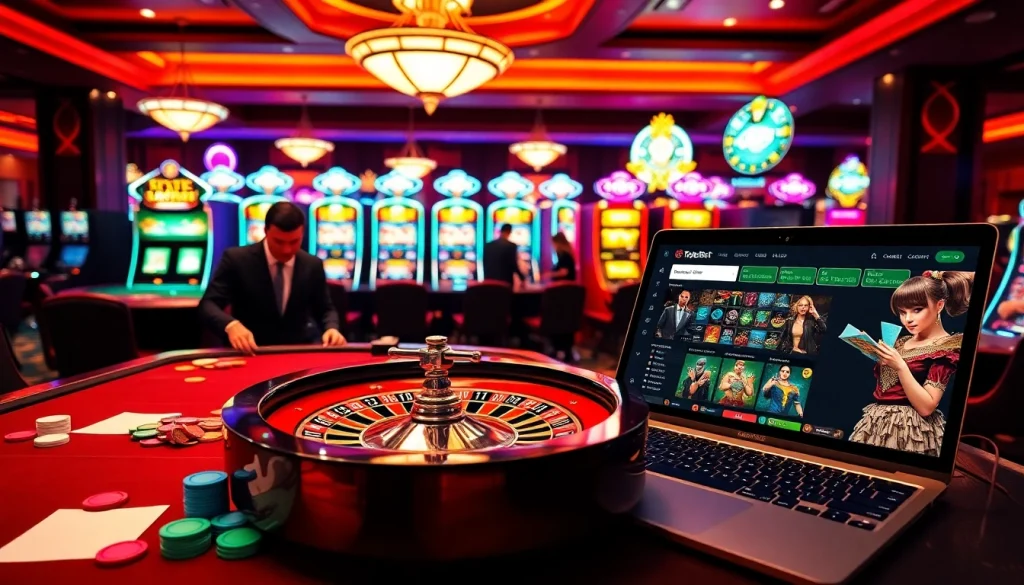 Engaging players at a roulette table with the online platform https://tobet88bet.com/ in the background.