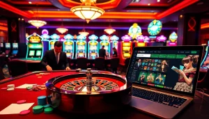 Engaging players at a roulette table with the online platform https://tobet88bet.com/ in the background.