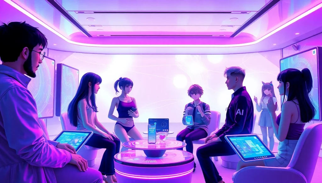 Engaging scene of NSFW AI characters in a vibrant digital environment, showcasing advanced technology.