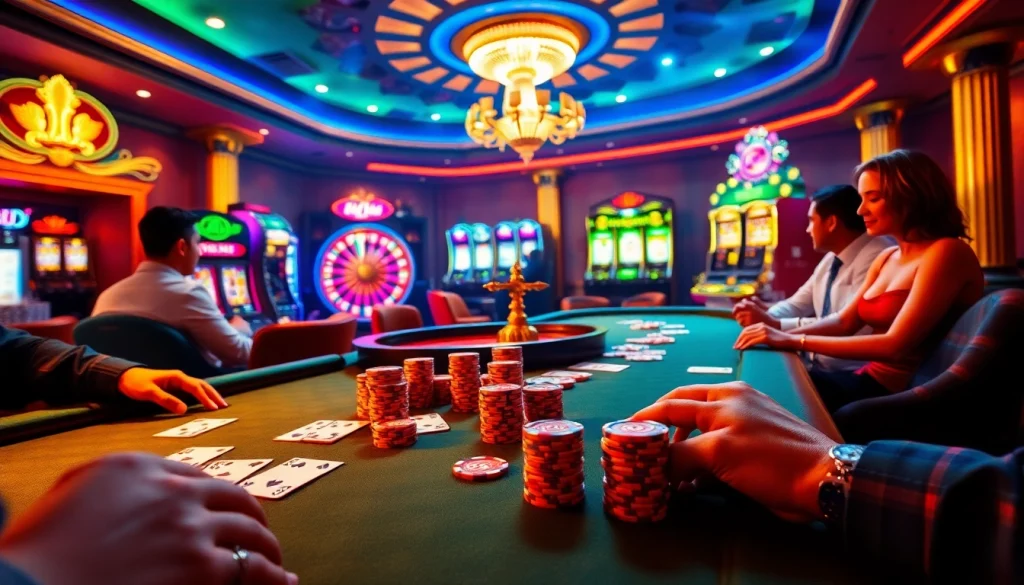 Engaging poker players at a high-stakes game in a luxurious casino while exploring rik vip gaming experiences.