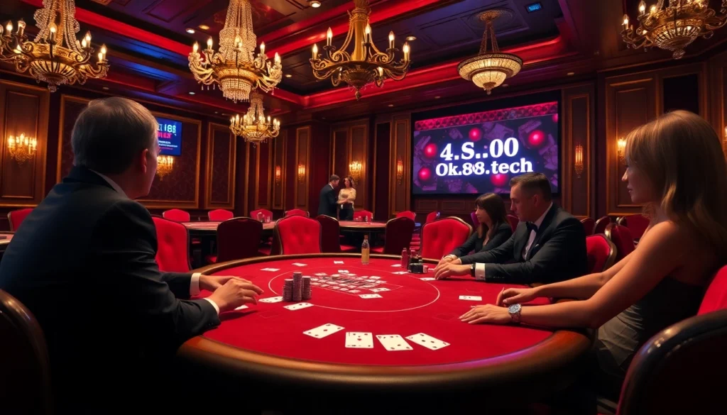 Gamble at the luxurious tables of https://ok88.tech/ with poker chips and roulette excitement.
