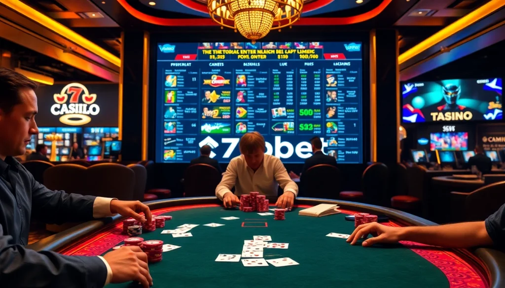 Experience the thrill of gambling at 7upbet with vibrant poker chips and casino tables.