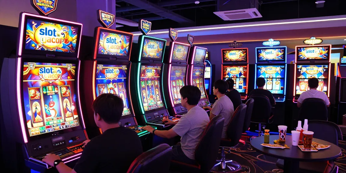 Player enjoying engaging slot gacor games amidst vibrant casino atmosphere.