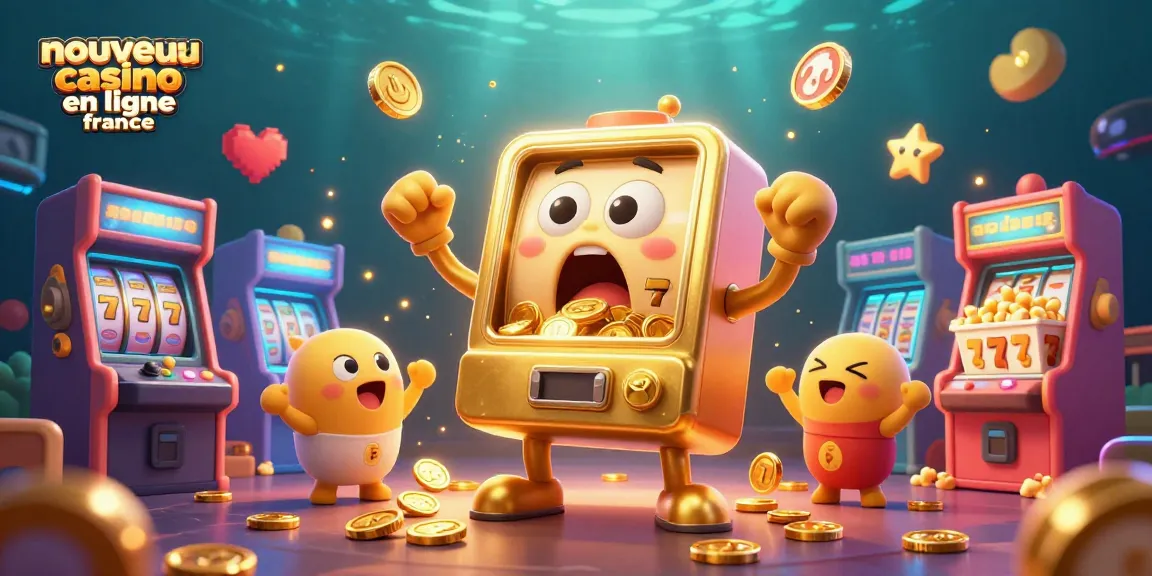 Un jackpot exceptionnel au nouveau casino en ligne France, avec des machines à sous dorées et des pièces d'or.