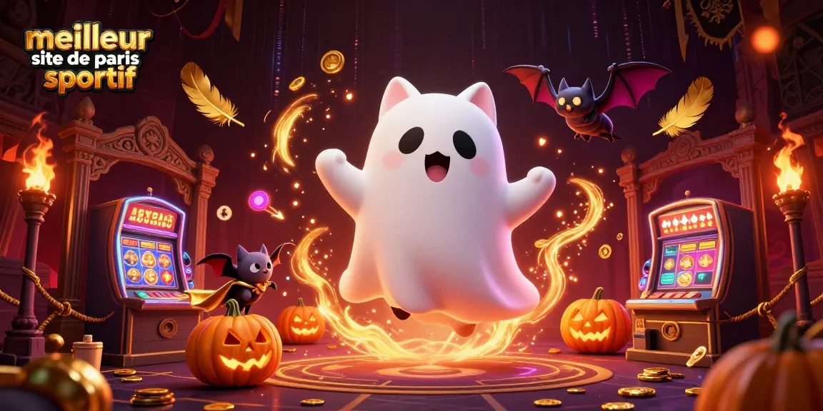 Placer des paris sur le meilleur site de paris sportif dans une scène magique de casino animé avec un chat fantôme et un vampire.