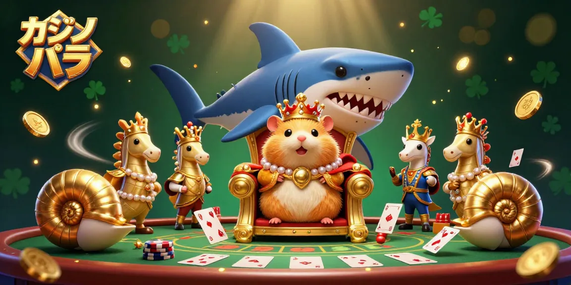 カジノ バカラでの勝利を狙う黄金のハムスター王とシー馬の守護者たちのダイナミックなシーン
